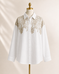 Chemise blanche brodée or