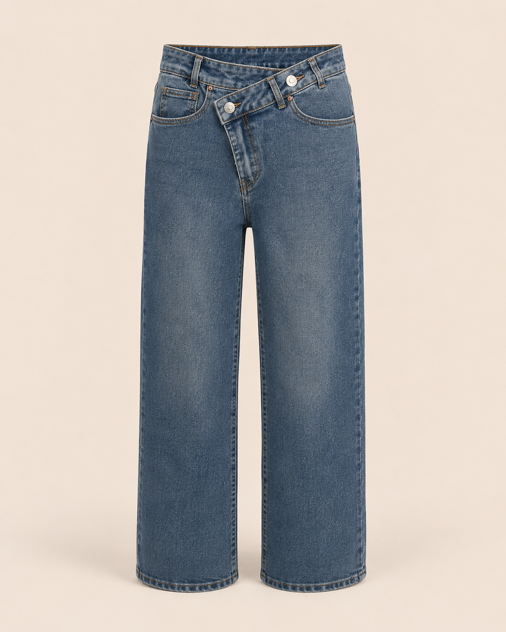 Jean wide leg croisé — Bleu Denim
