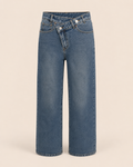 Jean wide leg croisé — Bleu Denim