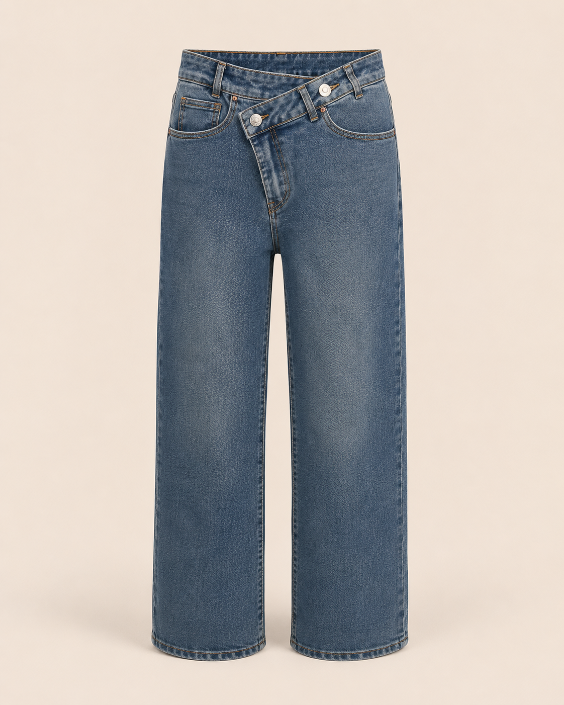 Jean wide leg croisé — Bleu Denim