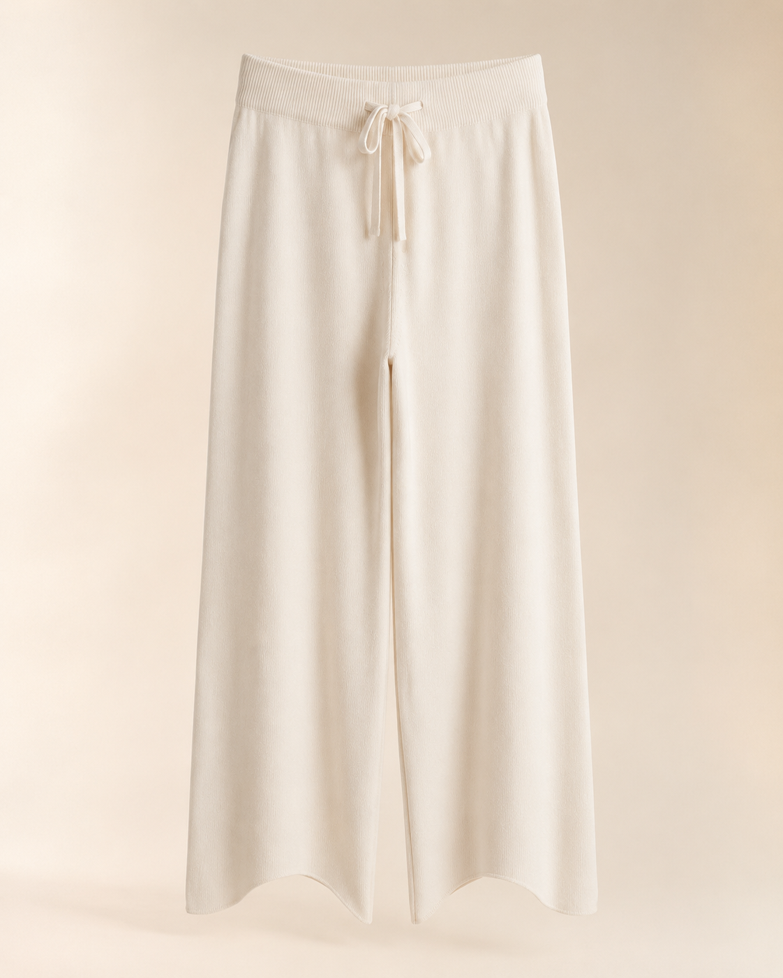 Pantalon maille écru — Coupe fluide