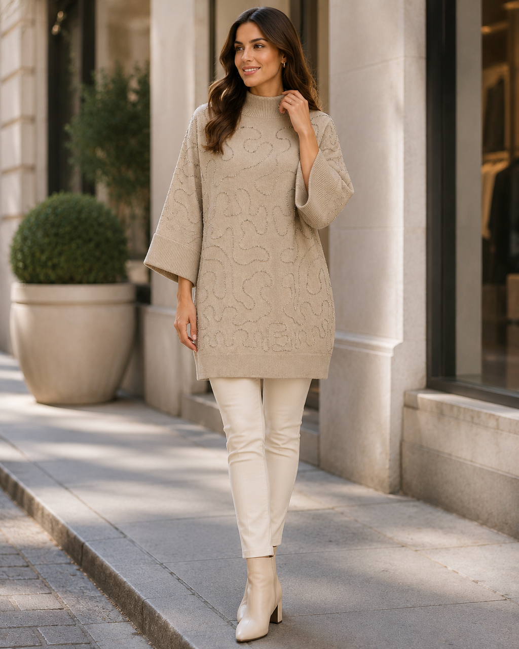 Pull long Beige Sable
